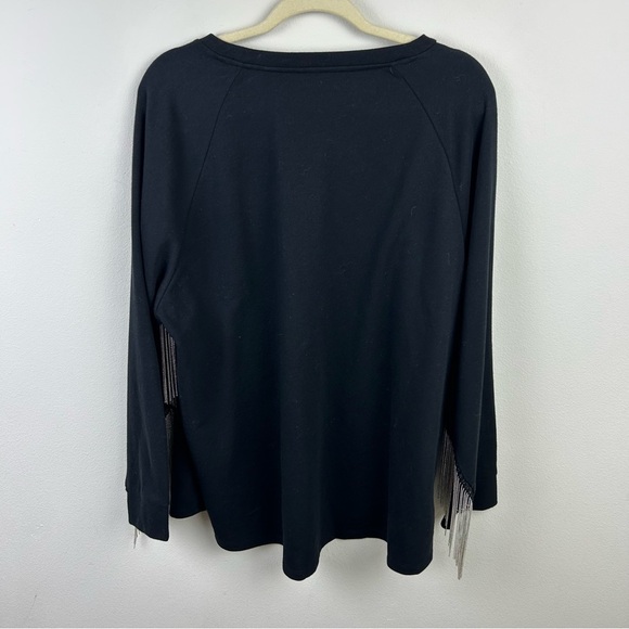 Metal Tassel Crewneck Sweater mini ball beaded tassels western look size: L - Picture 7 of 8